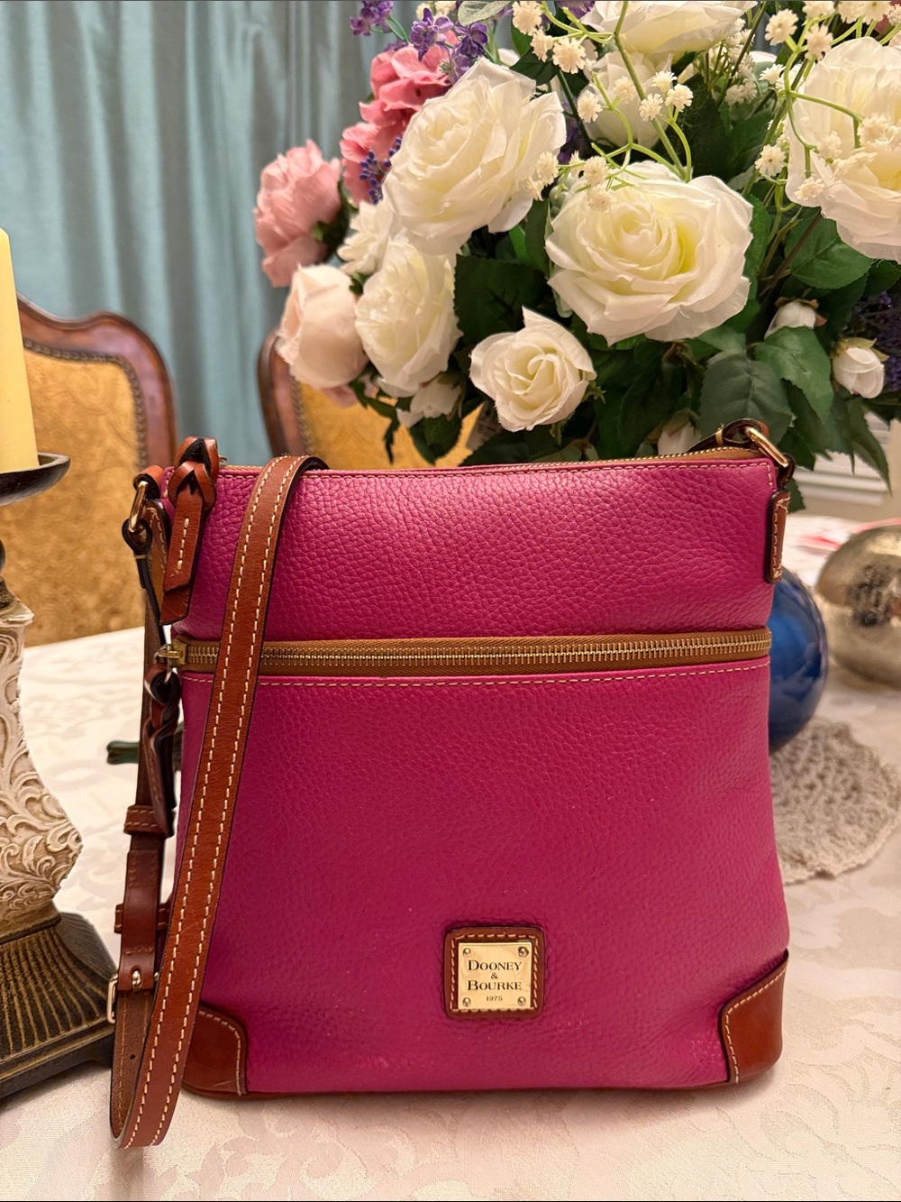 Dooney & Bourke Fuchsia Pebble Leather Crossbody Bag